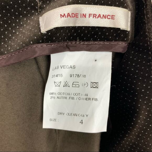 Bernard Zins Velvet Mini Polka Dot Dress Pants Brown Size XS - Picture 3 of 8